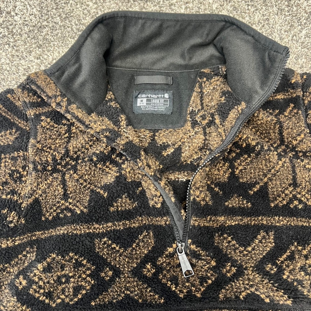 Carhartt Womens Fair Isle Sherpa Fleece Quarter Zip Pullover OJ6470-W - Picture 3 of 8